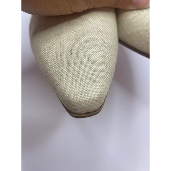 Linen Slingback Heels Larry Stuart Collection 3" heel beige color - Picture 8 of 11